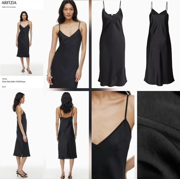 🇨🇦 Aritzia Wilfred Admiral Navy Blue Only Slip Dress - Picture 15 of 16